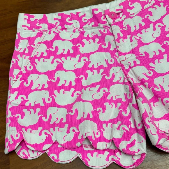 Lilly Pulitzer Buttercup Shorts Tusk in the Sun Pink Elephant Scalloped Size 0 - Picture 4 of 15